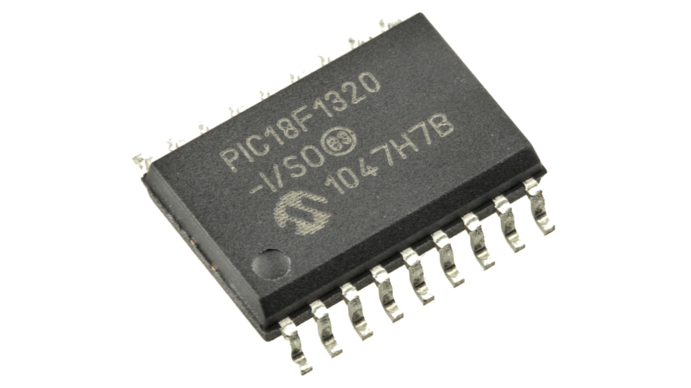 Microchip PIC18F1320-I/SO, 8bit PIC Microcontroller, PIC18F, 40MHz, 8 kB, 256 B Flash, 18-Pin SOIC