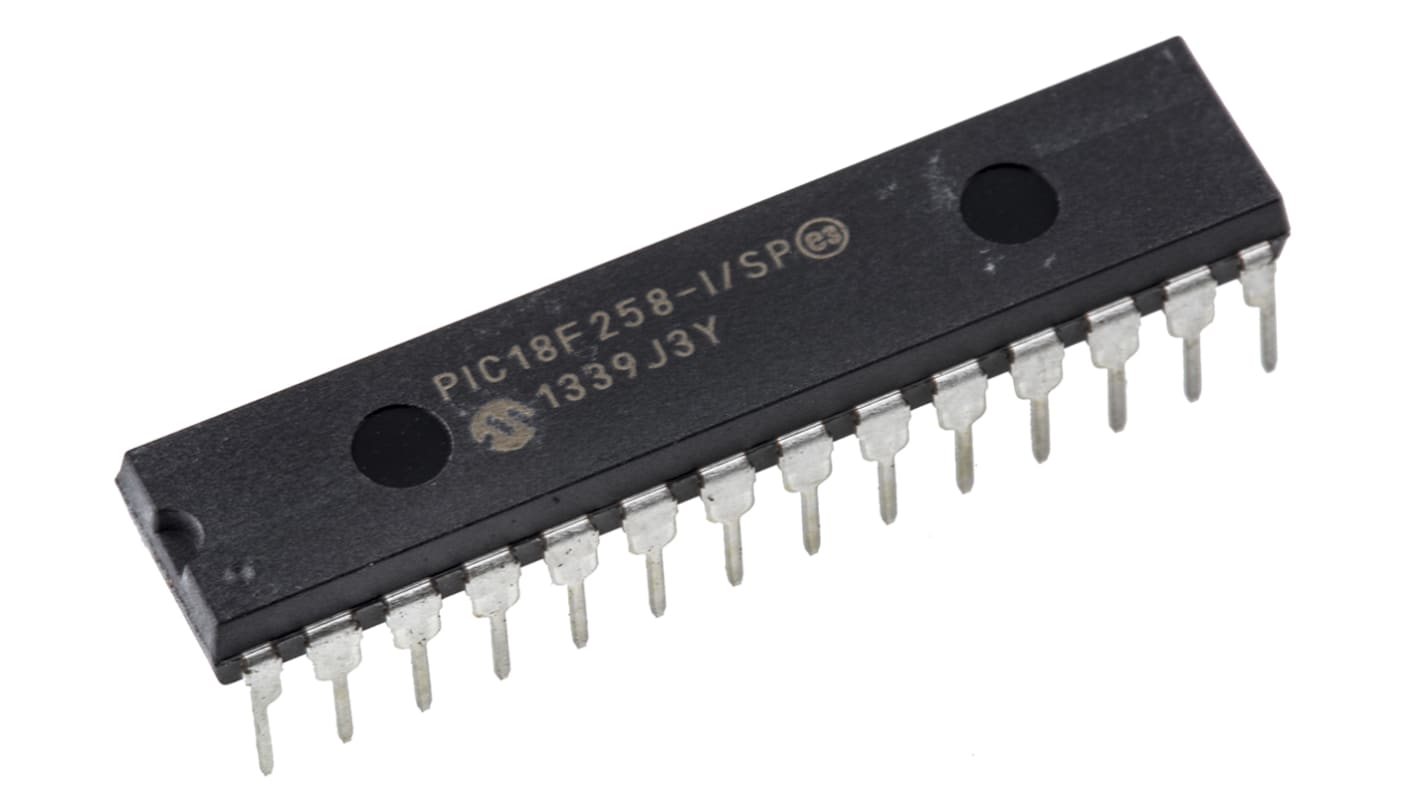 Microcontrolador Microchip PIC18F258-I/SP, núcleo PIC de 8bit, RAM 1,536 kB, 40MHZ, SPDIP de 28 pines