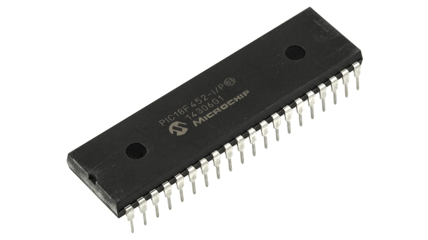 Microcontrolador Microchip PIC18F452-I/P, núcleo PIC de 8bit, RAM 1,536 kB, 40MHZ, PDIP de 40 pines