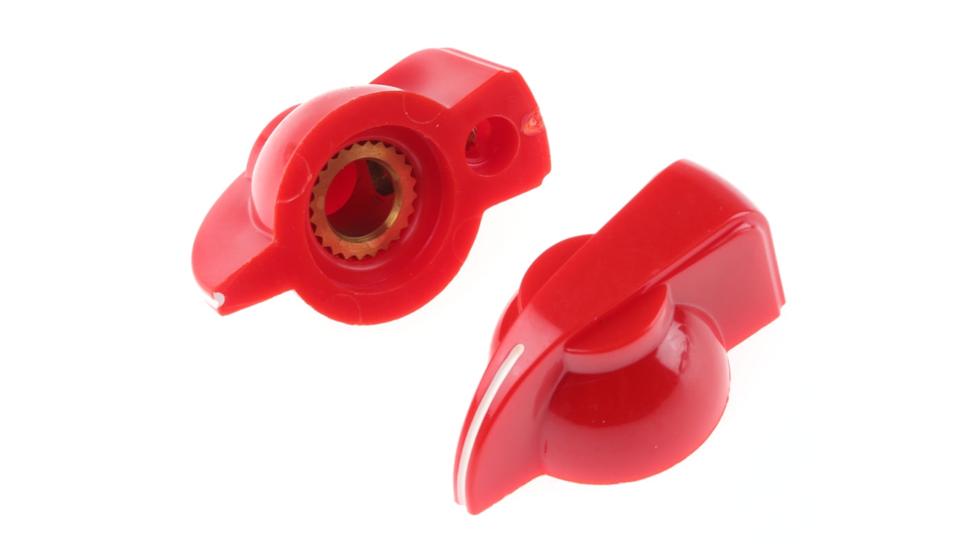 Manopola per potenziometro RS PRO, Ø 32mm, albero da 6.35mm, col. Rosso