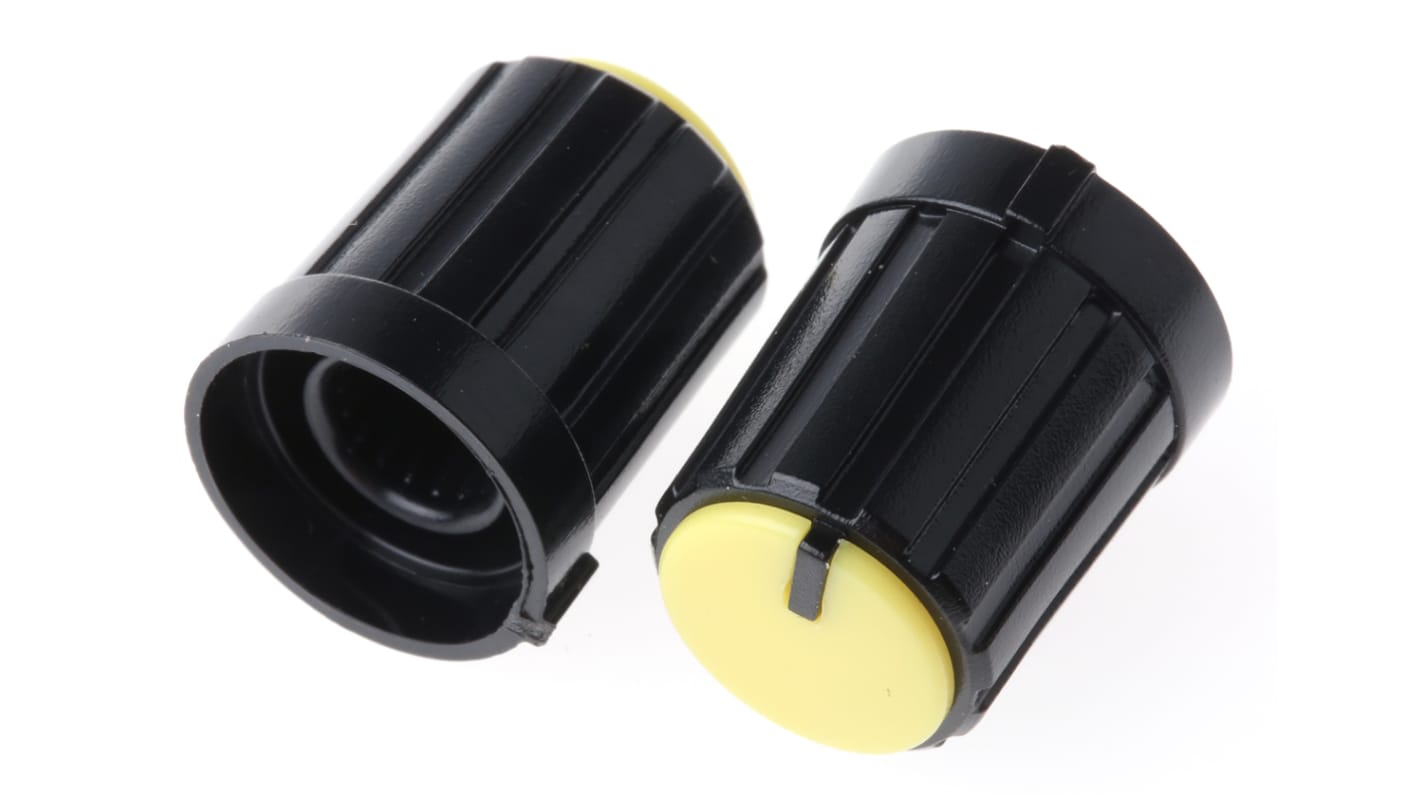 RS PRO 13.3mm Black Potentiometer Knob for 6mm Shaft Splined