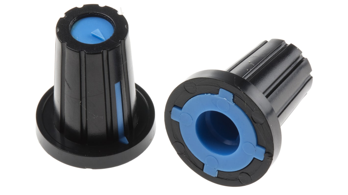 RS PRO 17mm Black Potentiometer Knob for 6mm Shaft D Shaped