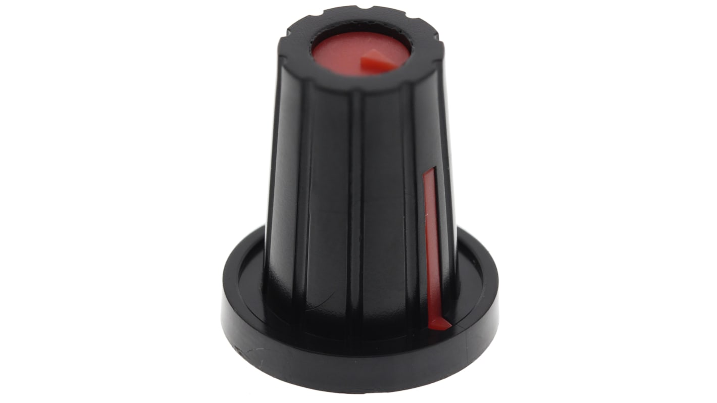 RS PRO 17mm Black Potentiometer Knob for 6.4mm Shaft D Shaped