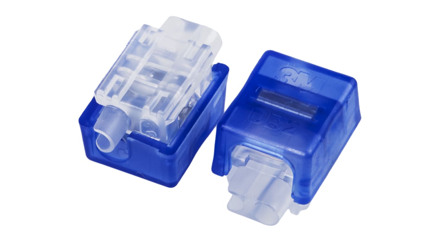 3M, UB2 Series Tap Wire Splice Connector, Blue/Clear, Insulated, Tin 26 → 19 AWG