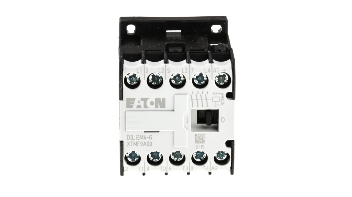 Contattore Eaton, 4 poli, 4NO, 9 A, 4 kW, bobina 24 V c.c.