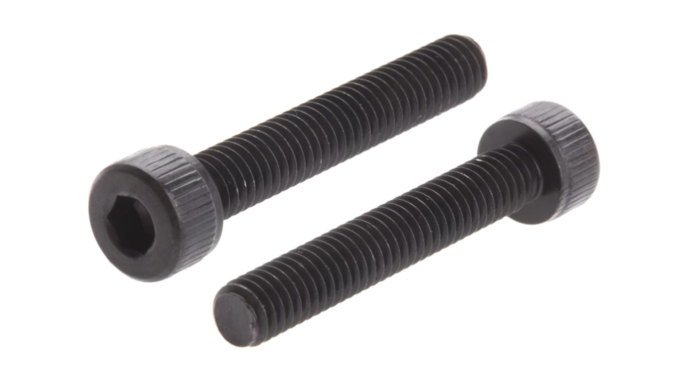 RS PRO M4 x 25mm Hex Socket Cap Screw Black, Self-Colour Steel