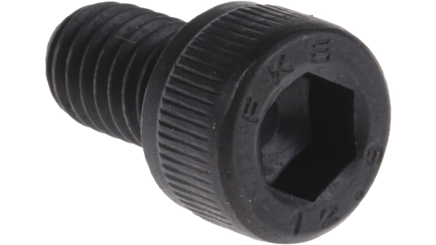 RS PRO M6 x 10mm Hex Socket Cap Screw Black, Self-Colour Steel