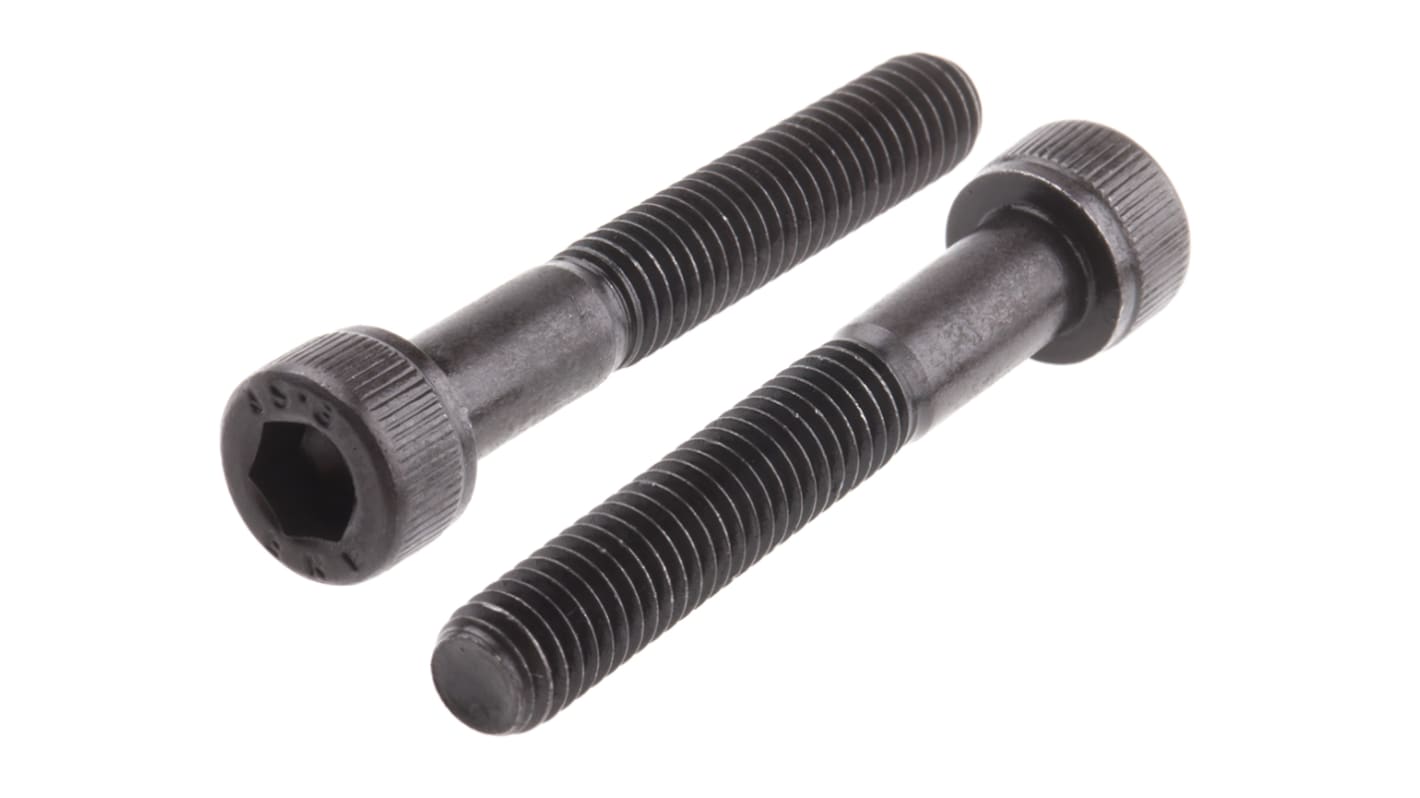 RS PRO M6 x 40mm Hex Socket Cap Screw Black, Self-Colour Steel