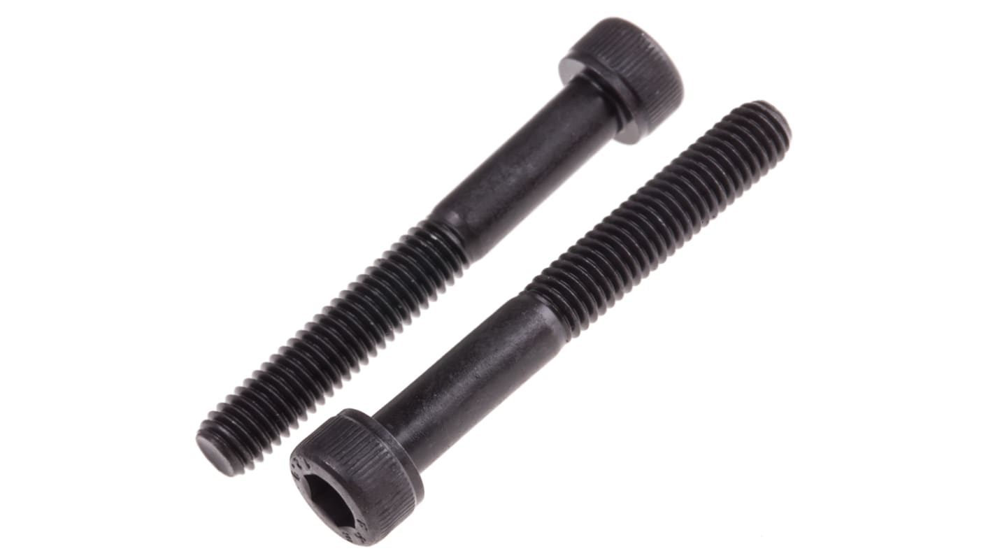 RS PRO M6 x 45mm Hex Socket Cap Screw Black, Self-Colour Steel