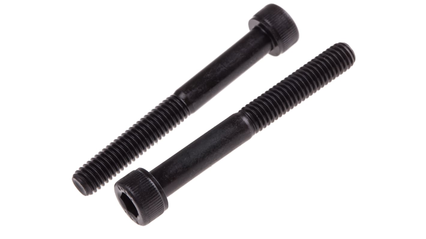RS PRO M6 x 50mm Hex Socket Cap Screw Black, SelfColour Steel RS