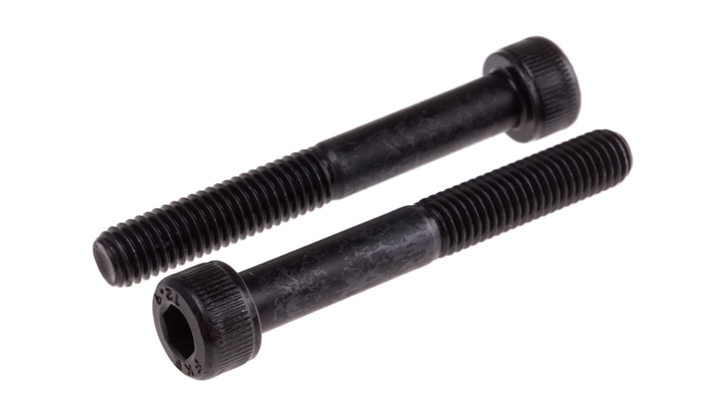 RS PRO M8 x 60mm Hex Socket Cap Screw Black, Self-Colour Steel