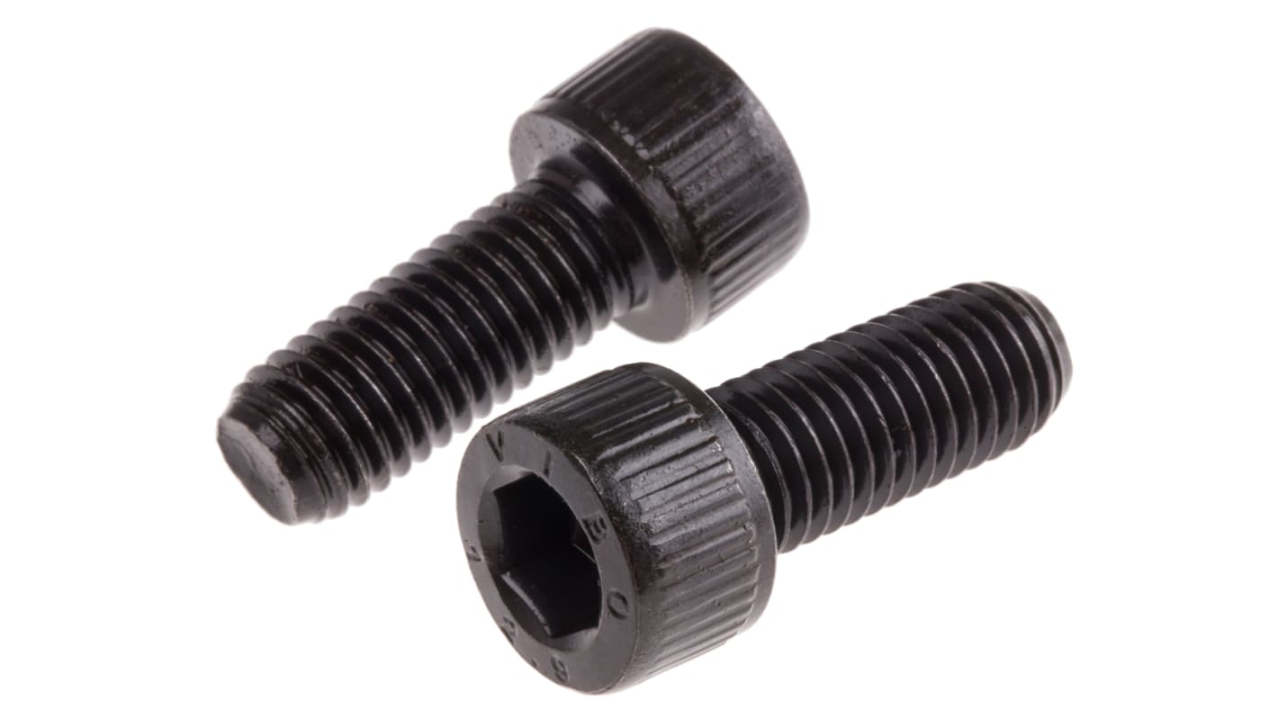RS PRO M10 x 25mm Hex Socket Cap Screw Black, SelfColour Steel RS