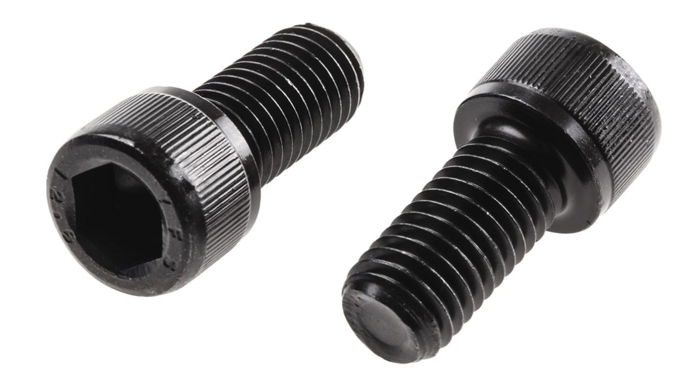 RS PRO M12 x 25mm Hex Socket Cap Screw Black, Self-Colour Steel