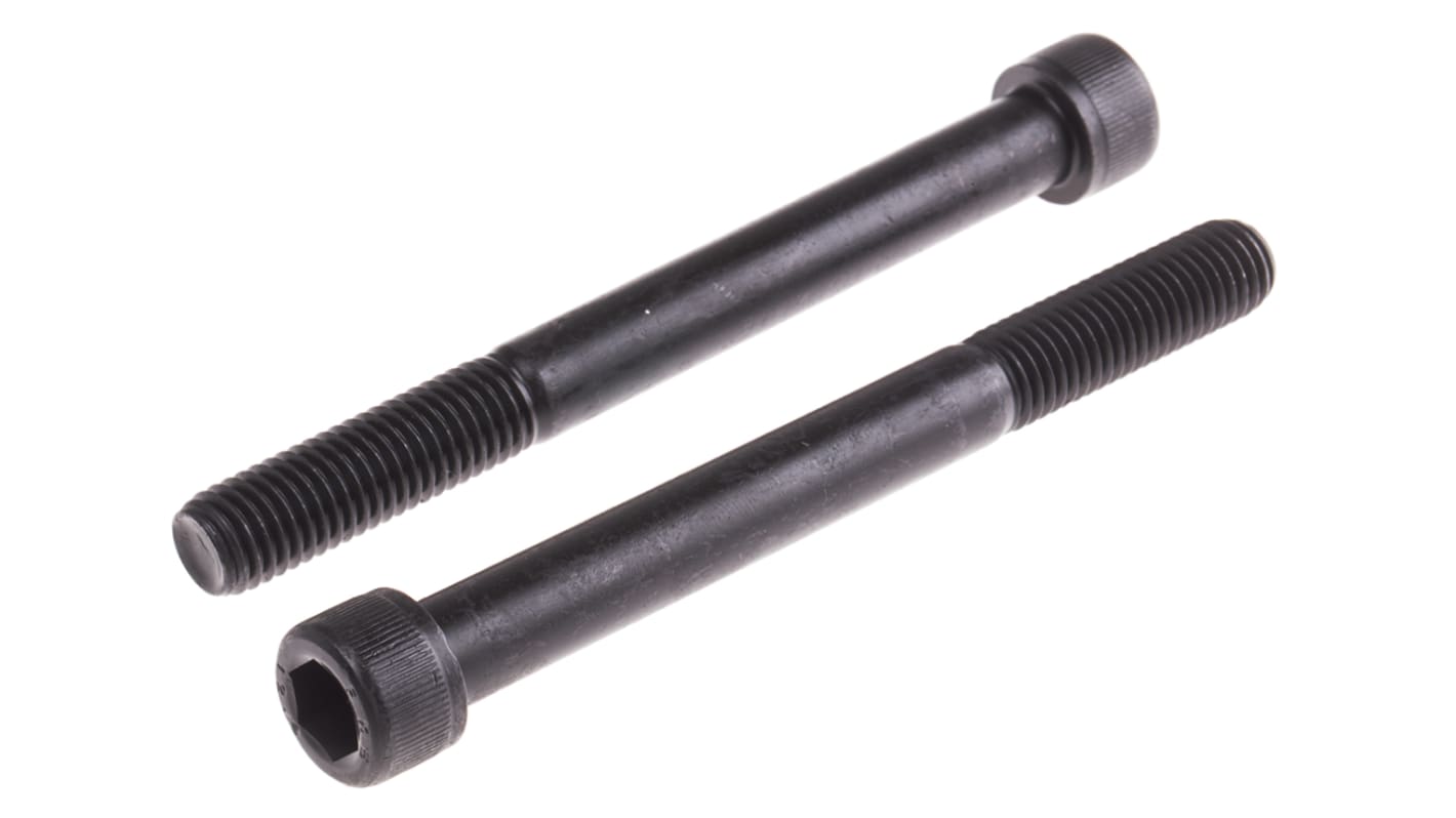 RS PRO M12 x 120mm Hex Socket Cap Screw Black, Self-Colour Steel