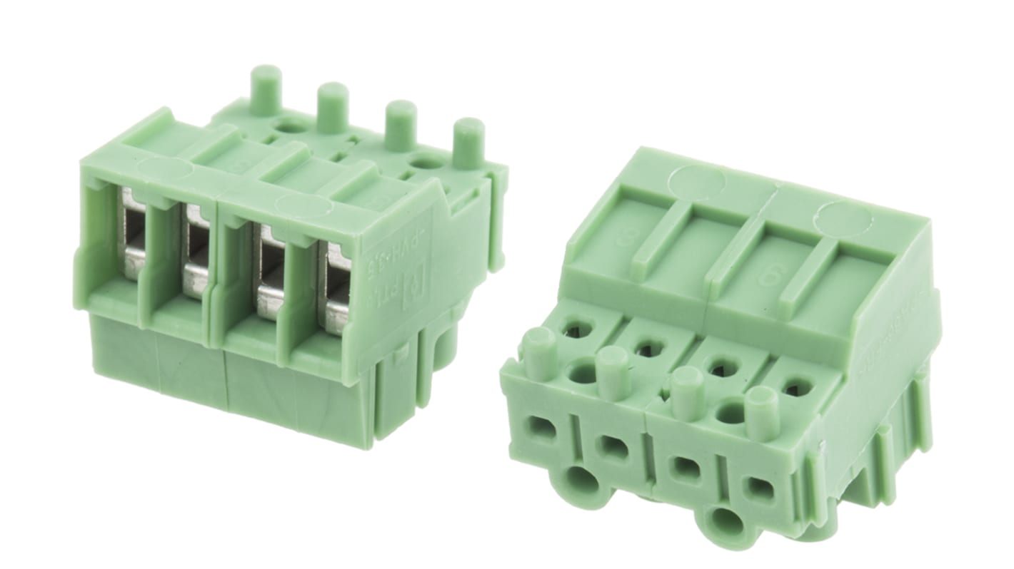 Phoenix Contact 3.5mm Pitch 4 Way Pluggable Terminal Block, Plug, Cable Mount, Screw Termination