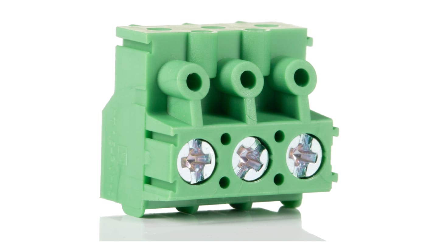 Phoenix Contact 5mm Pitch 3 Way Pluggable Terminal Block, Plug, Cable Mount, Screw Termination