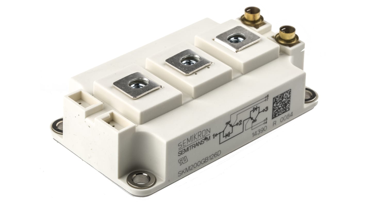 Semikron SKM200GB126D Dual Half Bridge IGBT Module, 260 A 1200 V, 7-Pin SEMITRANS3, Panel Mount