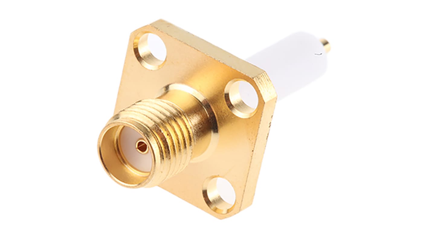 TE Connectivity Straight 50Ω Flange Mount SMA Connector, Solder Termination