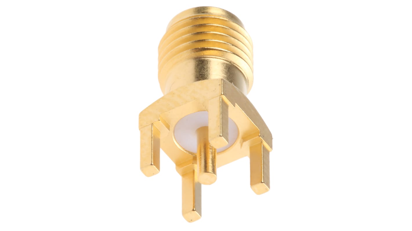 TE Connectivity, jack PCB Mount SMA Connector, 50Ω, Solder Termination, Straight Body