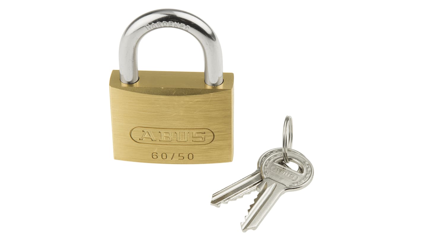 ABUS Key Weatherproof Brass, Steel Padlock, Keyed Alike, 8mm Shackle, 50mm Body