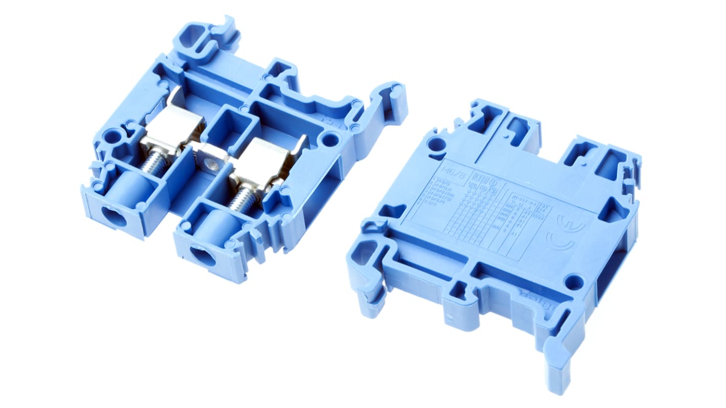 Entrelec SNA Series Blue DIN Rail Terminal Block, 6mm², Single-Level, Screw Termination