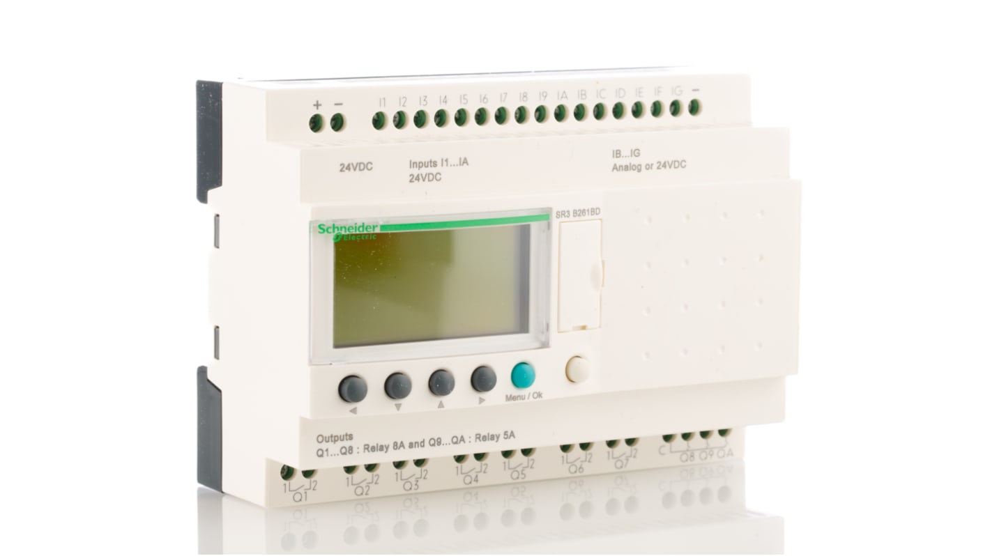 Módulo lógico Schneider Electric Zelio Logic, 24 V dc, 16 entradas tipo Analogue, Discrete, 10 salidas tipo Relé