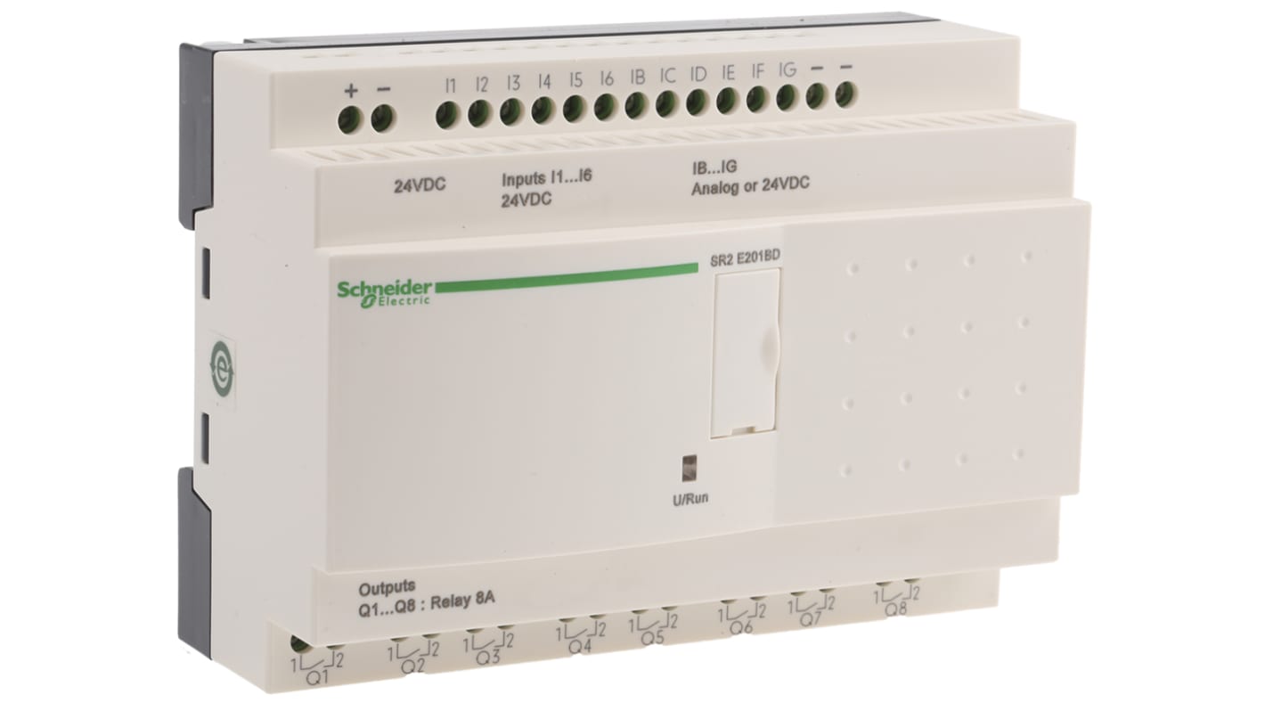 Schneider Electric logikai modul, 12 x bemenet, 8 x kimenet, 24 V DC, 124,6 x 107,6 x 59,5 mm, Logikai vezérlő modul