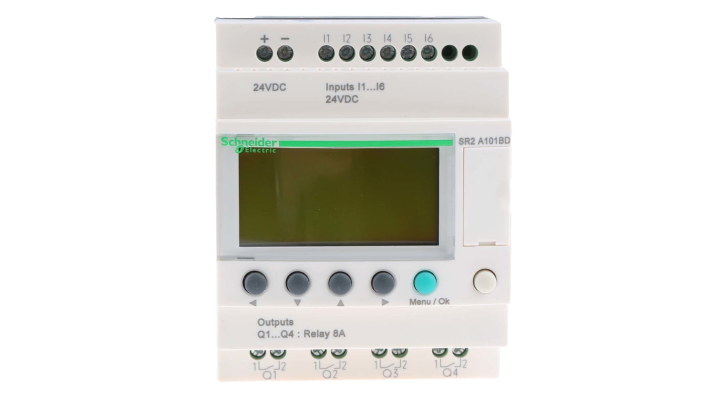 Módulo lógico Schneider Electric Zelio Logic Smart, 24 V dc, 6 entradas tipo Discrete, 4 salidas tipo Relé