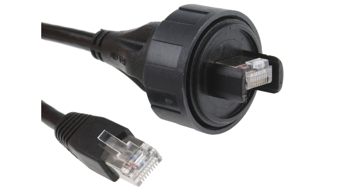 Bulgin Ethernet-kabel Cat5e, Sort PUR kappe, 3m