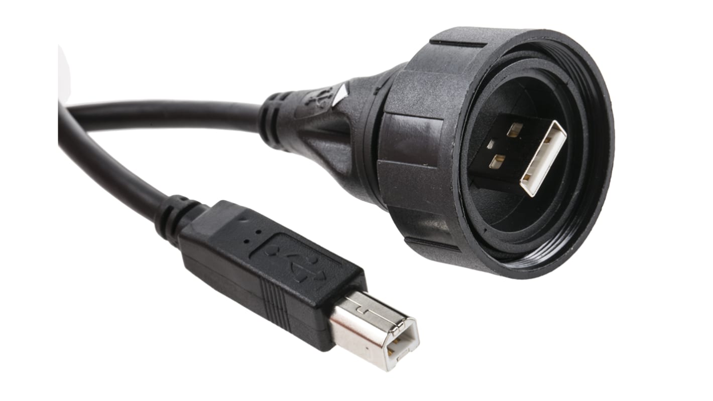 Bulgin USB-Kabel, USBA / USB B, 5m USB 2.0 Schwarz