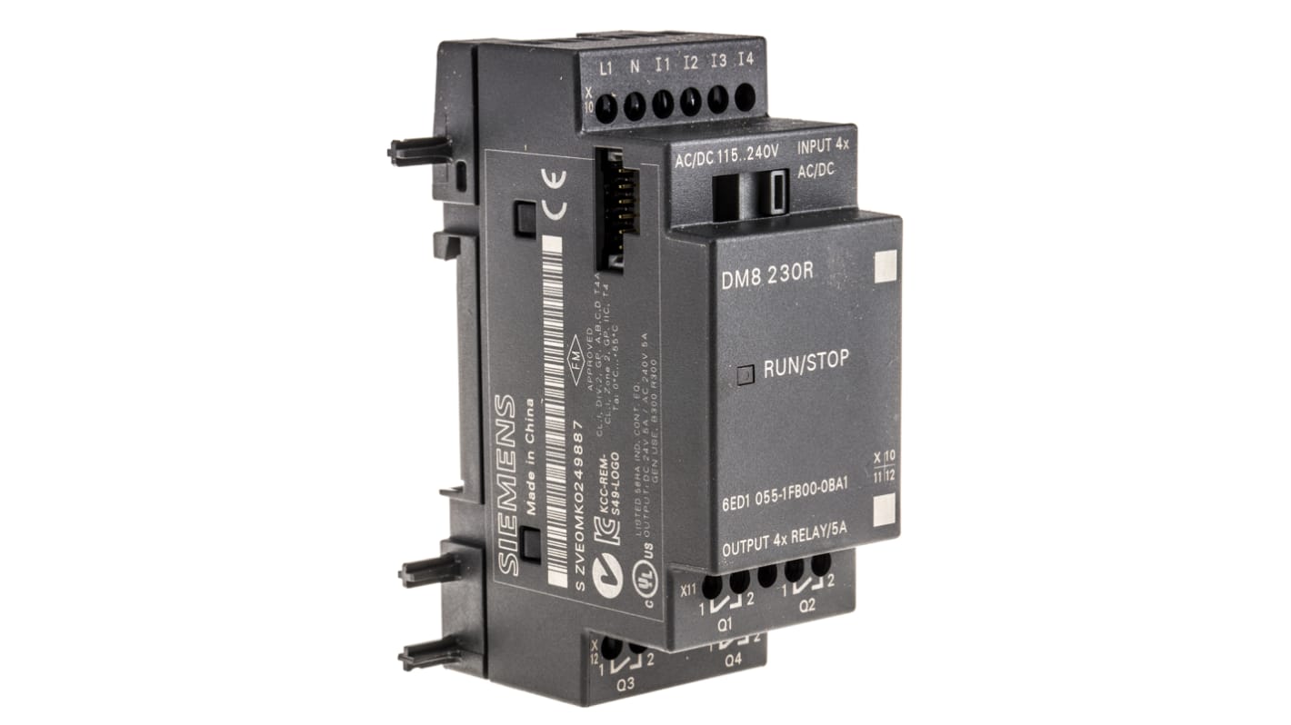 Siemens LOGO! 8 Expansion Module, 100 → 240 V ac Relay, 4 x Input, 4 x Output Without Display