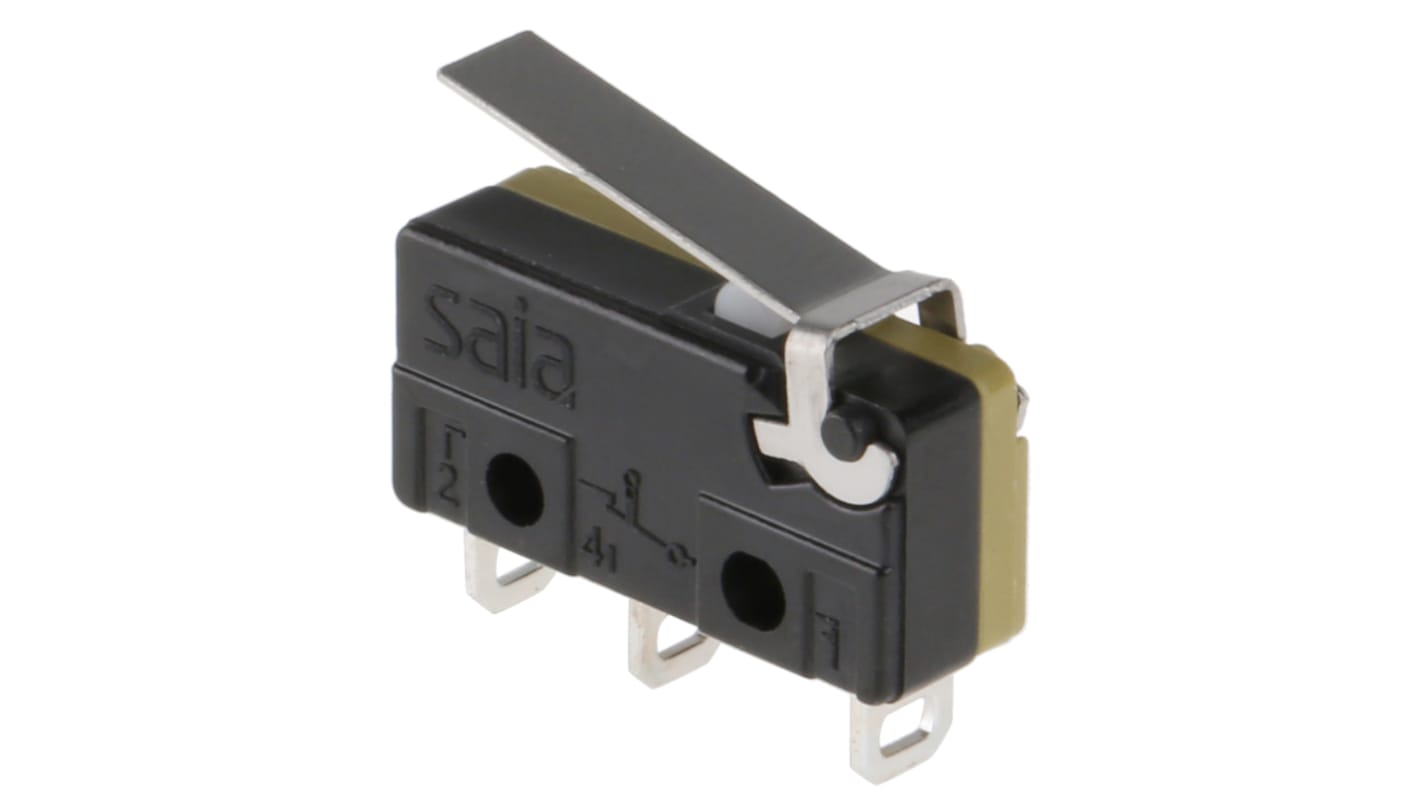 Saia-Burgess Hinge Lever Micro Switch, Solder Terminal, 5 A @ 250 V ac, CO, IP40