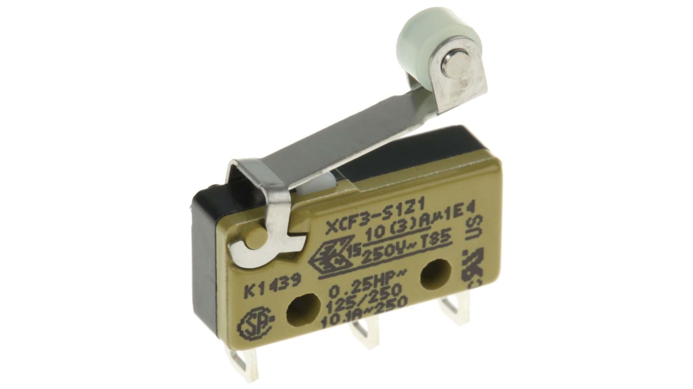 Saia-Burgess Roller Lever Micro Switch, Solder Terminal, 10.1 A @ 250 V ac, SPDT, IP40