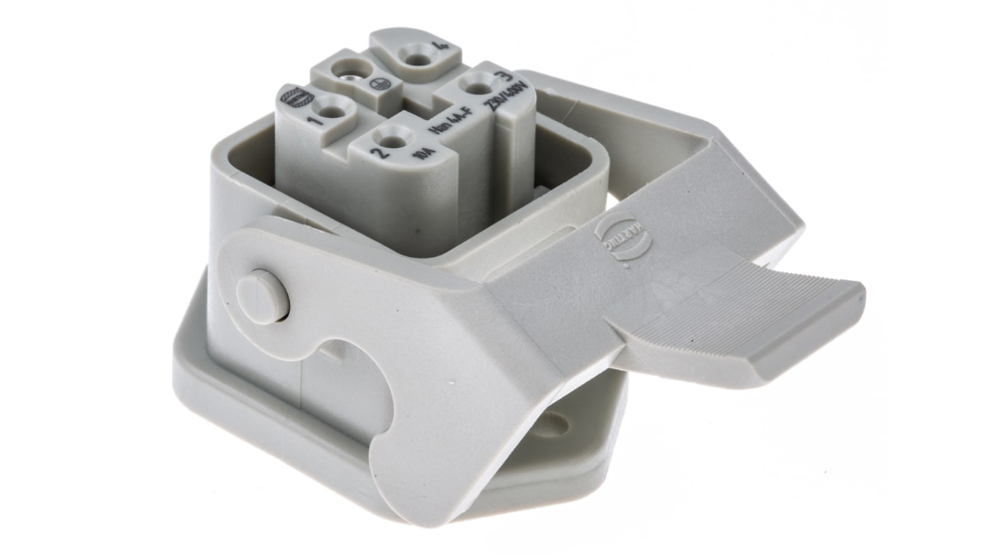 Conector de potencia HARTING Han A Hembra de 4 vías, 230 → 400 V., 10A, con rosca M3