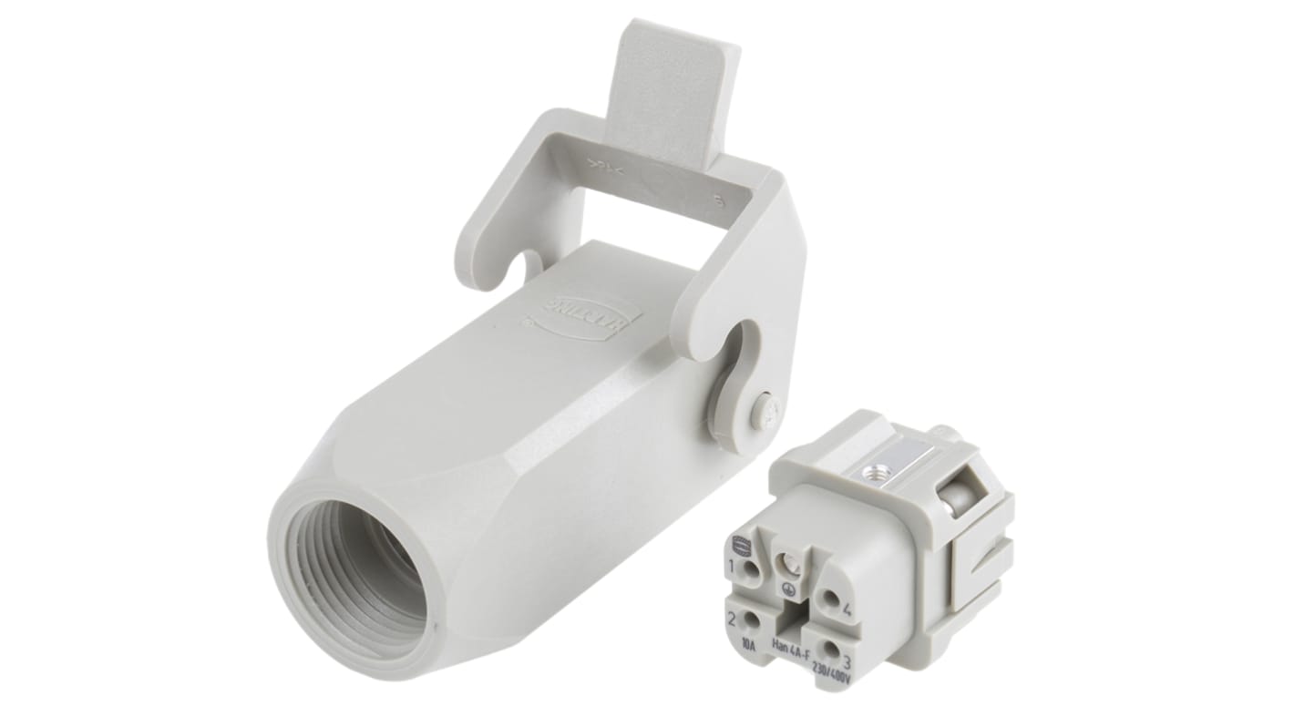 Conector de potencia HARTING Han A Hembra de 4 vías, 230 → 400 V., 10A, con rosca PG11