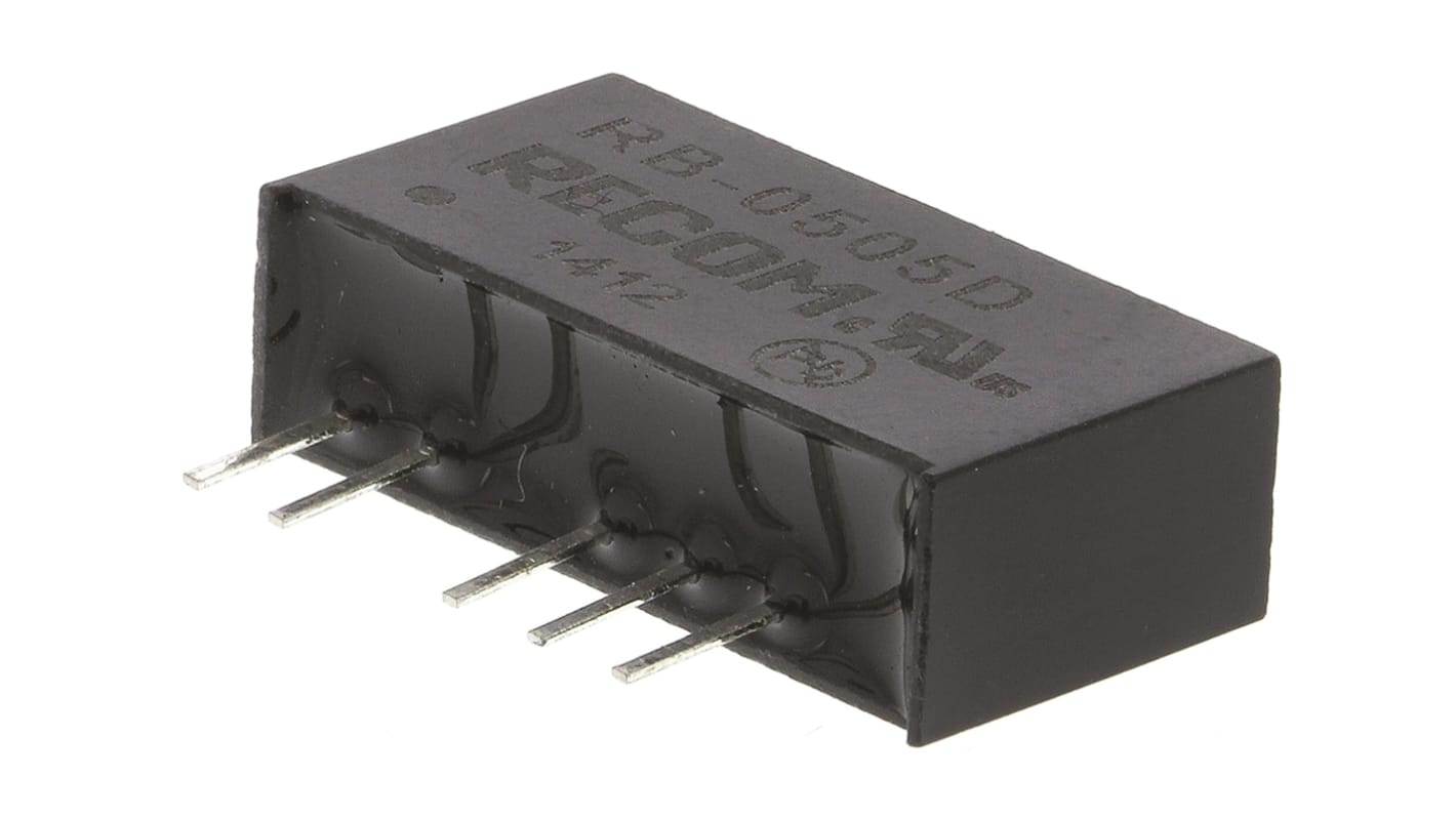 Recom DC-DC átalakító, KI: ±5V dc, ±100mA / 1W, BE: 4,5 → 5,5 V DC