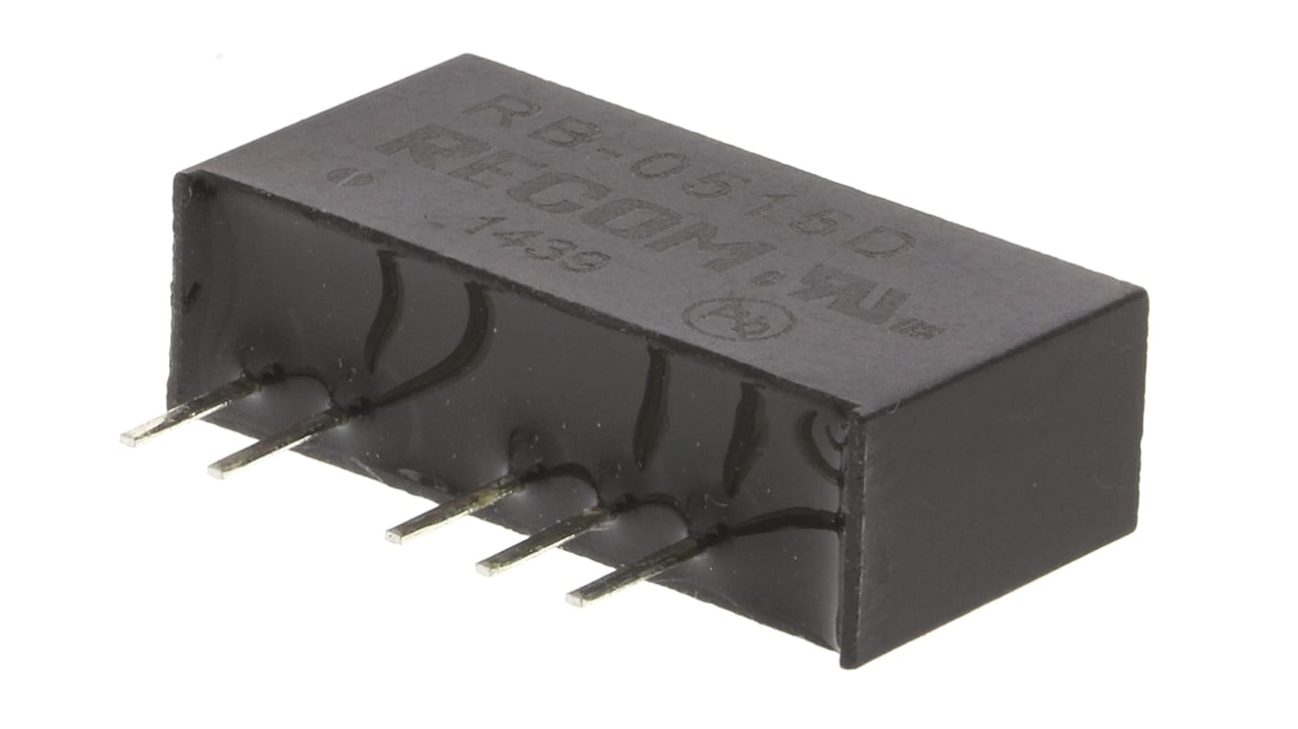 Recom DC-DCコンバータ Vout：±15V dc 4.5 → 5.5 V dc, 1W, RB-0515D