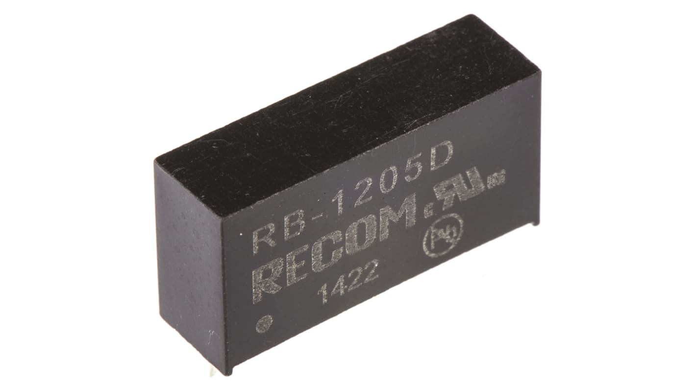 Recom DC-DC átalakító, KI: ±5V dc, ±100mA / 1W, BE: 10,8 → 13,2 V DC