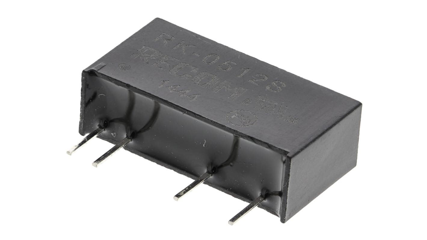 Recom DC-DCコンバータ Vout：12V dc 4.5 → 5.5 V dc, 1W, RK-0512S