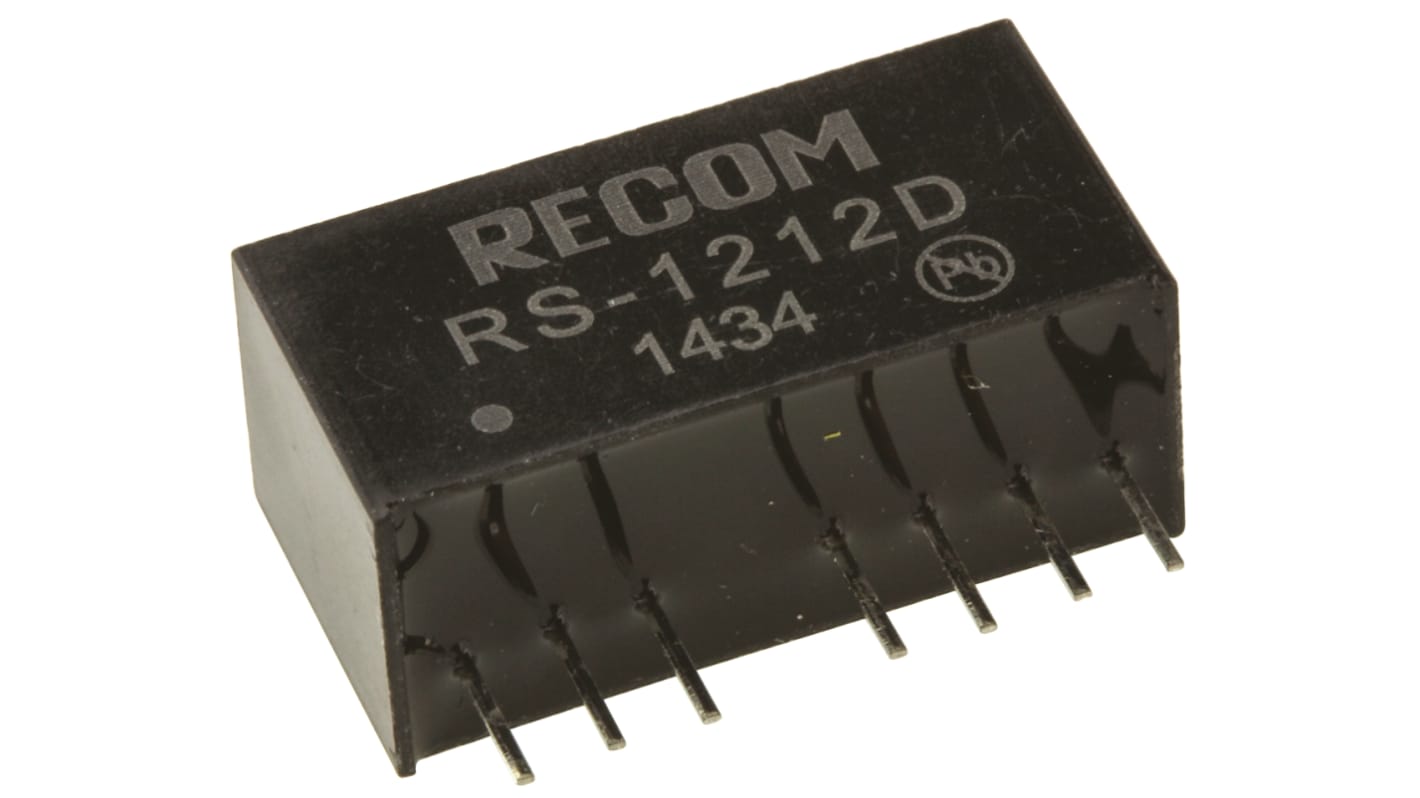 Recom RS DC-DC Converter, ±12V dc/ ±83mA Output, 9 → 18 V dc Input, 2W, Through Hole, +85°C Max Temp -40°C Min