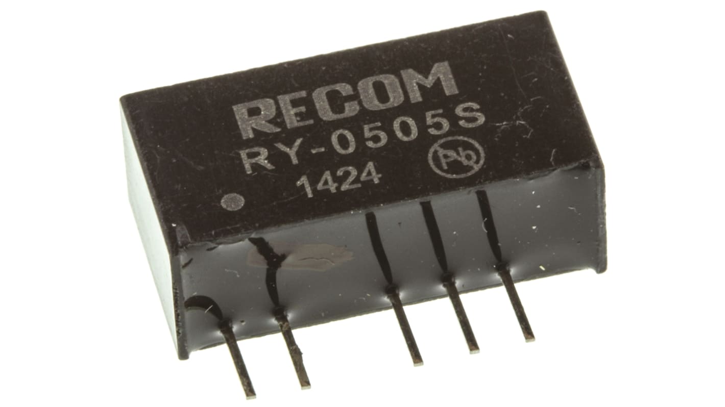 Recom DC-DCコンバータ Vout：5V dc 4.75 → 5.25 V dc, 1W, RY-0505S