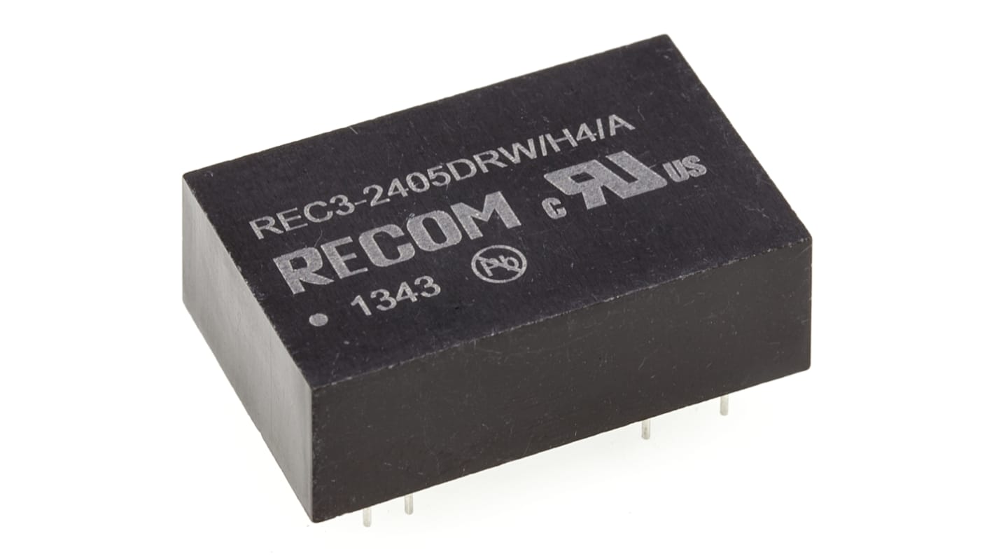 Recom DC-DCコンバータ Vout：±5V dc 18 → 36 V dc, 3W, REC3-2405DRW/H4/A