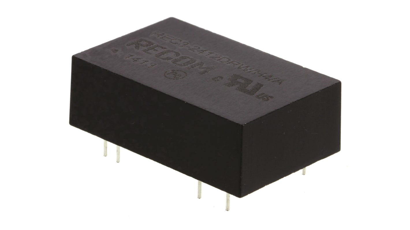 Recom REC3 DC-DC Converter, ±12V dc/ ±125mA Output, 18 → 36 V dc Input, 3W, Through Hole, +85°C Max Temp -40°C