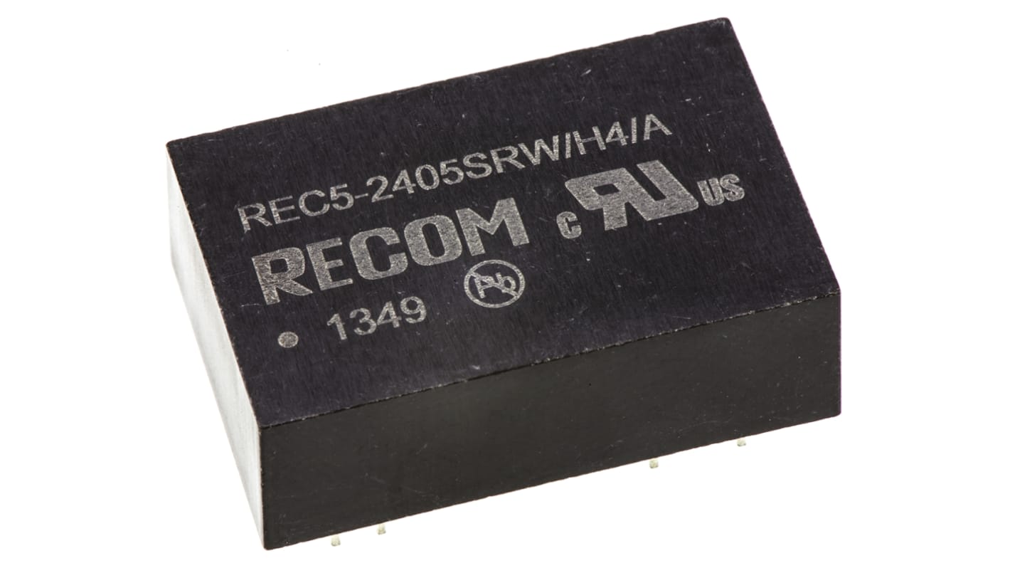 Recom REC5 DC/DC-Wandler 5W 24 V dc IN, 5V dc OUT / 1A Durchsteckmontage 4kV dc isoliert