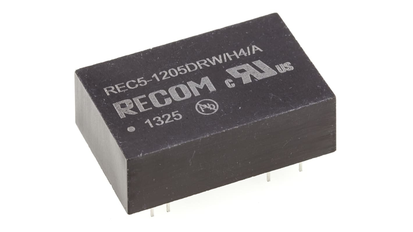 Convertisseur DC-DC Recom, REC5, Montage traversant, 5W, 2 sorties, ±5V c.c., ±500mA