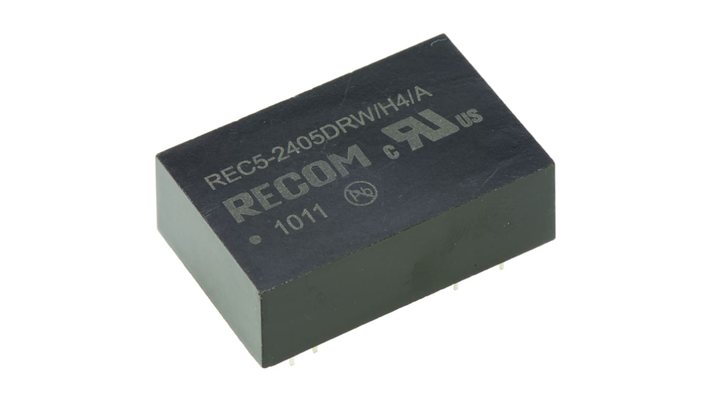 Recom DC-DCコンバータ Vout：±5V dc 18 → 36 V dc, 5W, REC5-2405DRW/H4/A