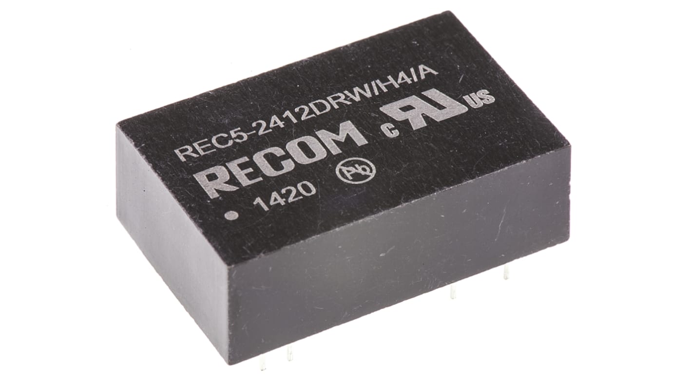 Recom REC5 DC-DC Converter, ±12V dc/ ±210mA Output, 18 → 36 V dc Input, 5W, Through Hole, +75°C Max Temp -25°C