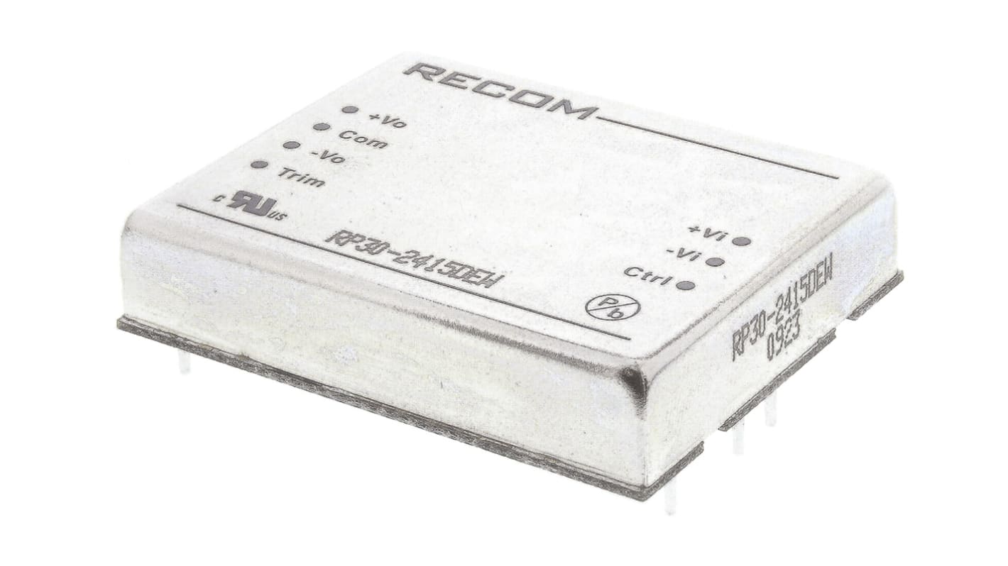 Recom RP30-EW DC/DC-Wandler 30W 24 V dc IN, ±15V dc OUT / ±1A Durchsteckmontage 1.6kV dc isoliert