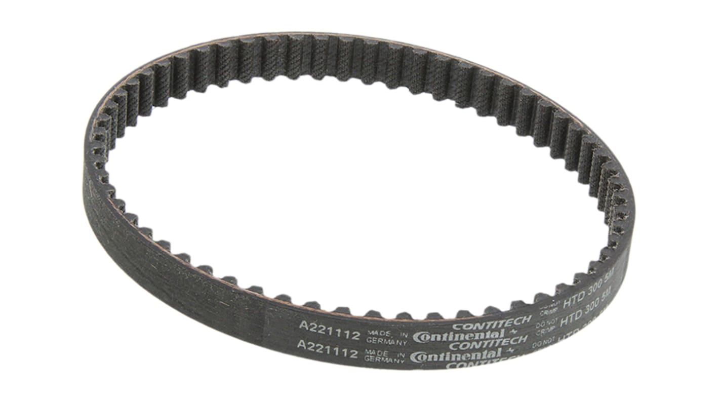 Cinghia sincrona Contitech, 60 denti da 2.1mm, passo 5mm, dimensioni 300mm x 9mm, in Gomma