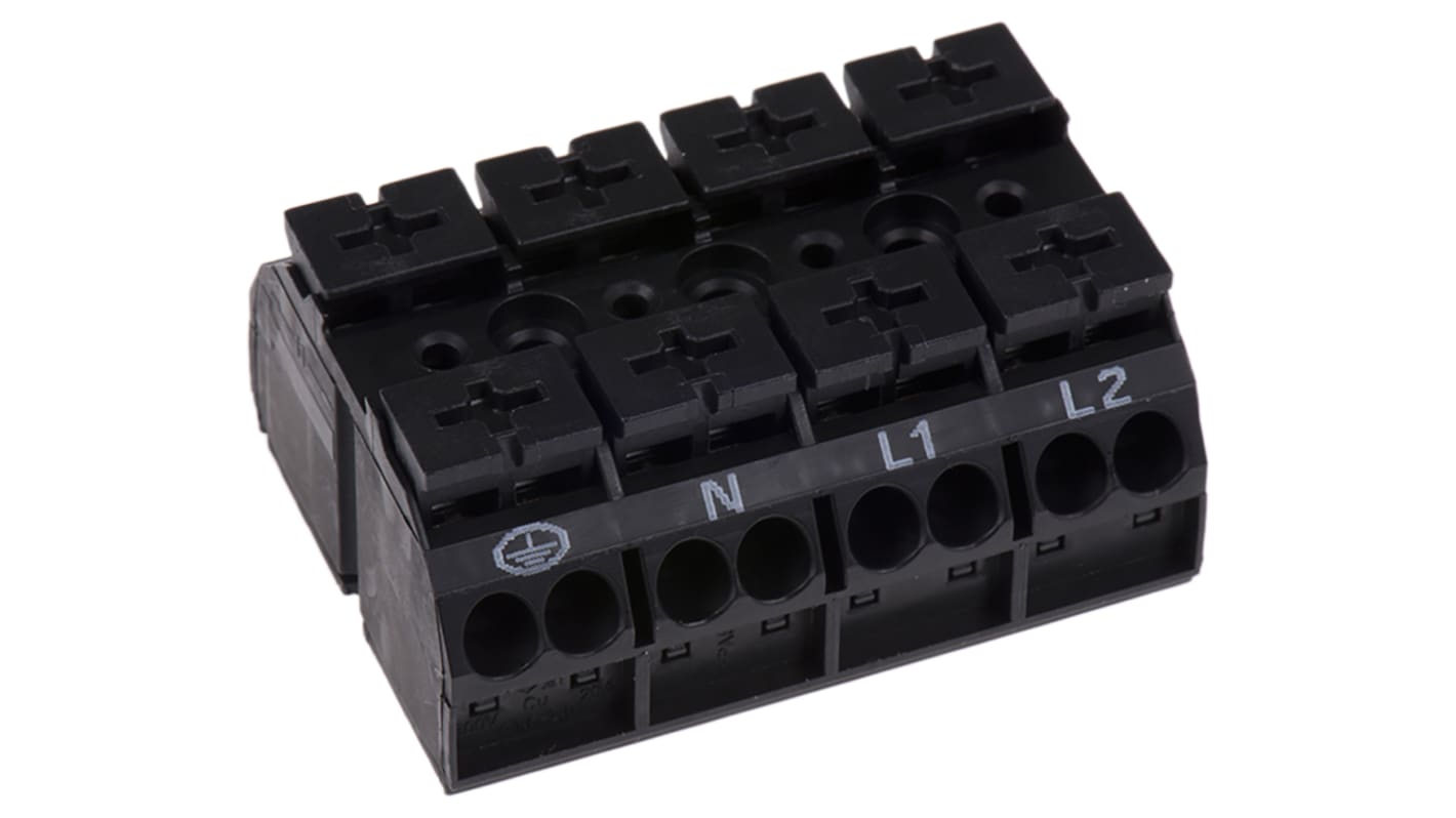 Wago 862 Series Terminal Strip, 4-Way, 32A, 20 → 12 AWG, Wire, Push-In Cage Clamp Termination